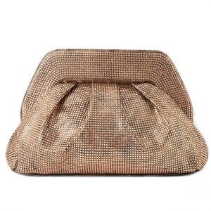 Gold Sparkly Bling Clutch – Philomena Shiny Handbag for Weddings & Parties